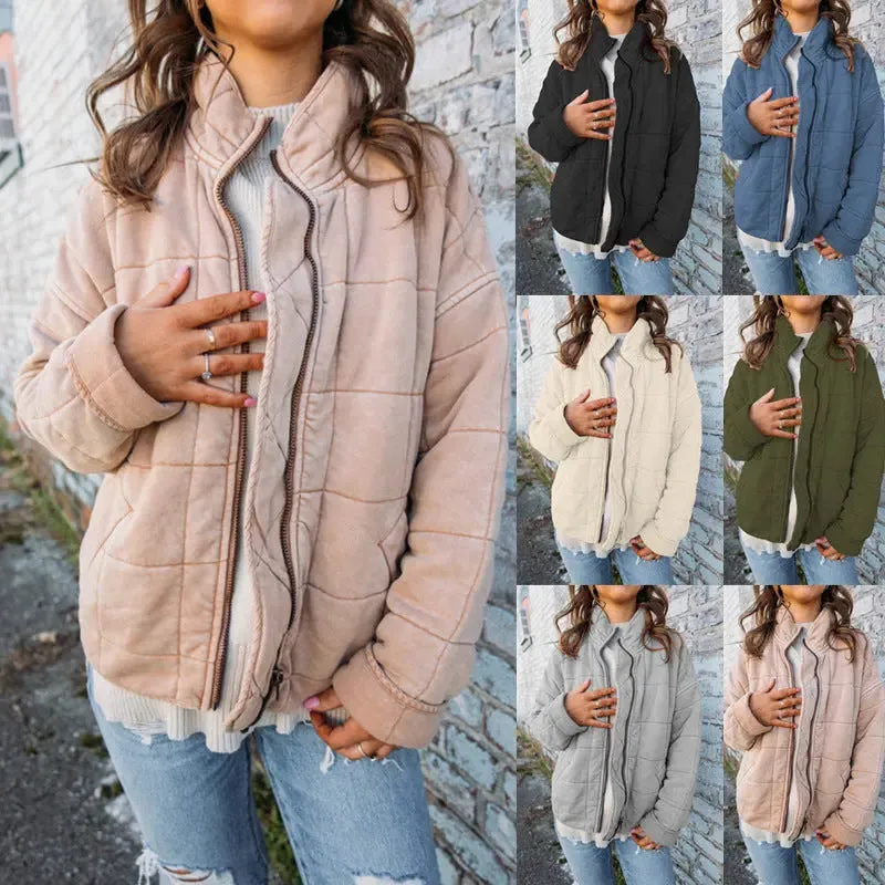 Stand Collar Loose Long Sleeve Jacket Cotton Coat Jacket