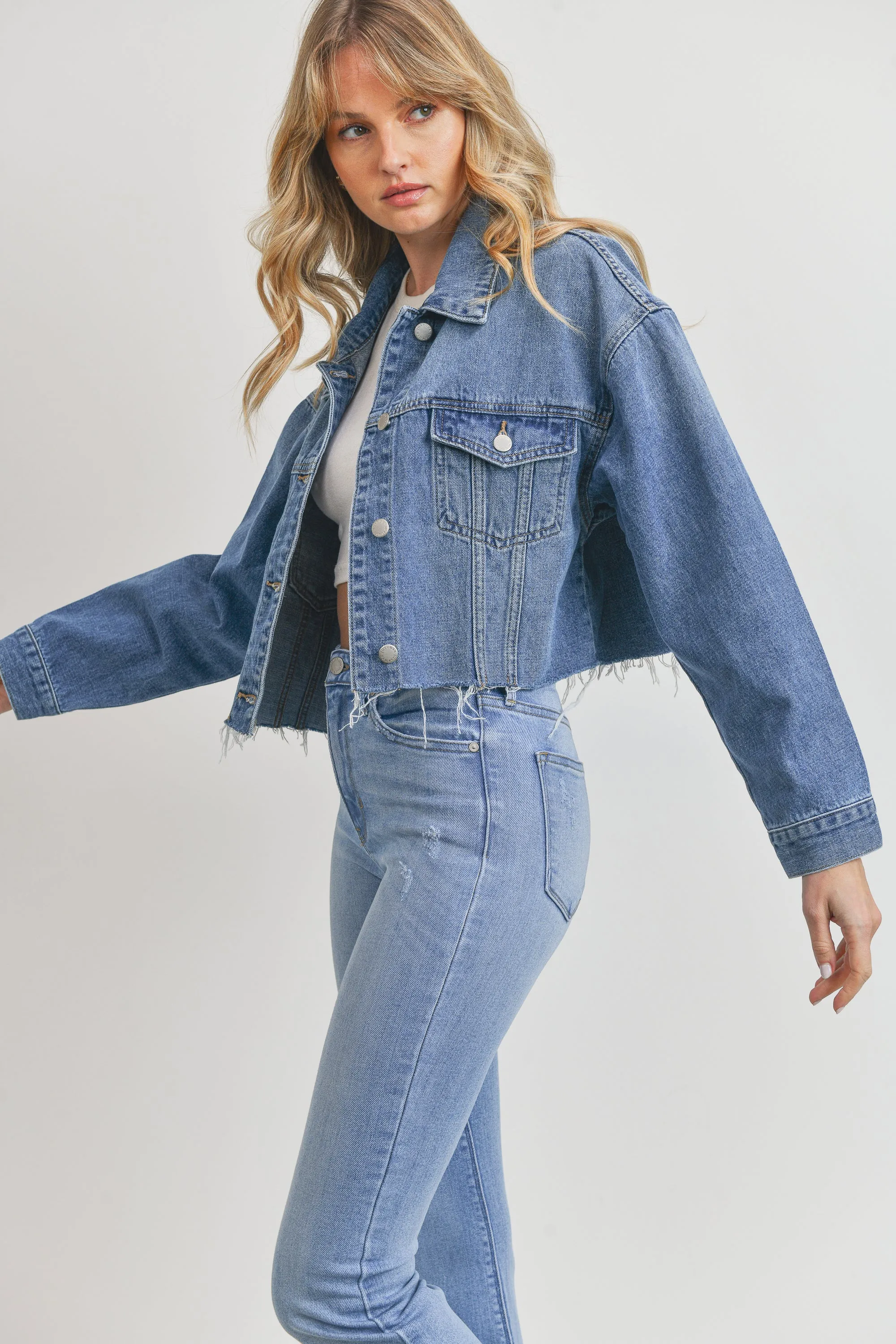 The Alexandra Cropped Boyfriend Denim Jacket