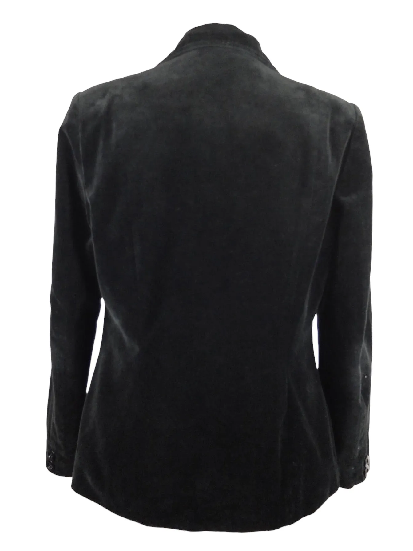 Vintage 80s Formal Preppy Black Velvet Basic Collared Button Down Blazer Jacket