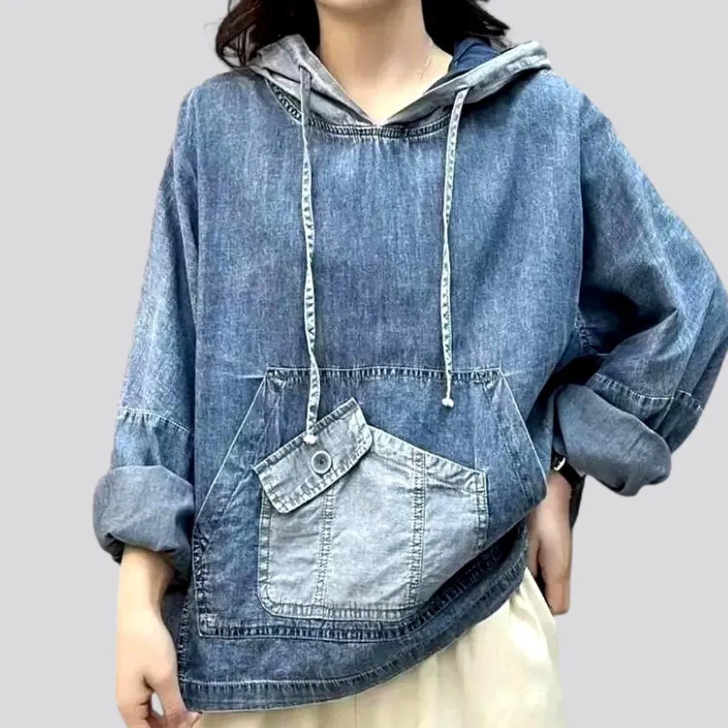 Vintage hooded women's denim jacket