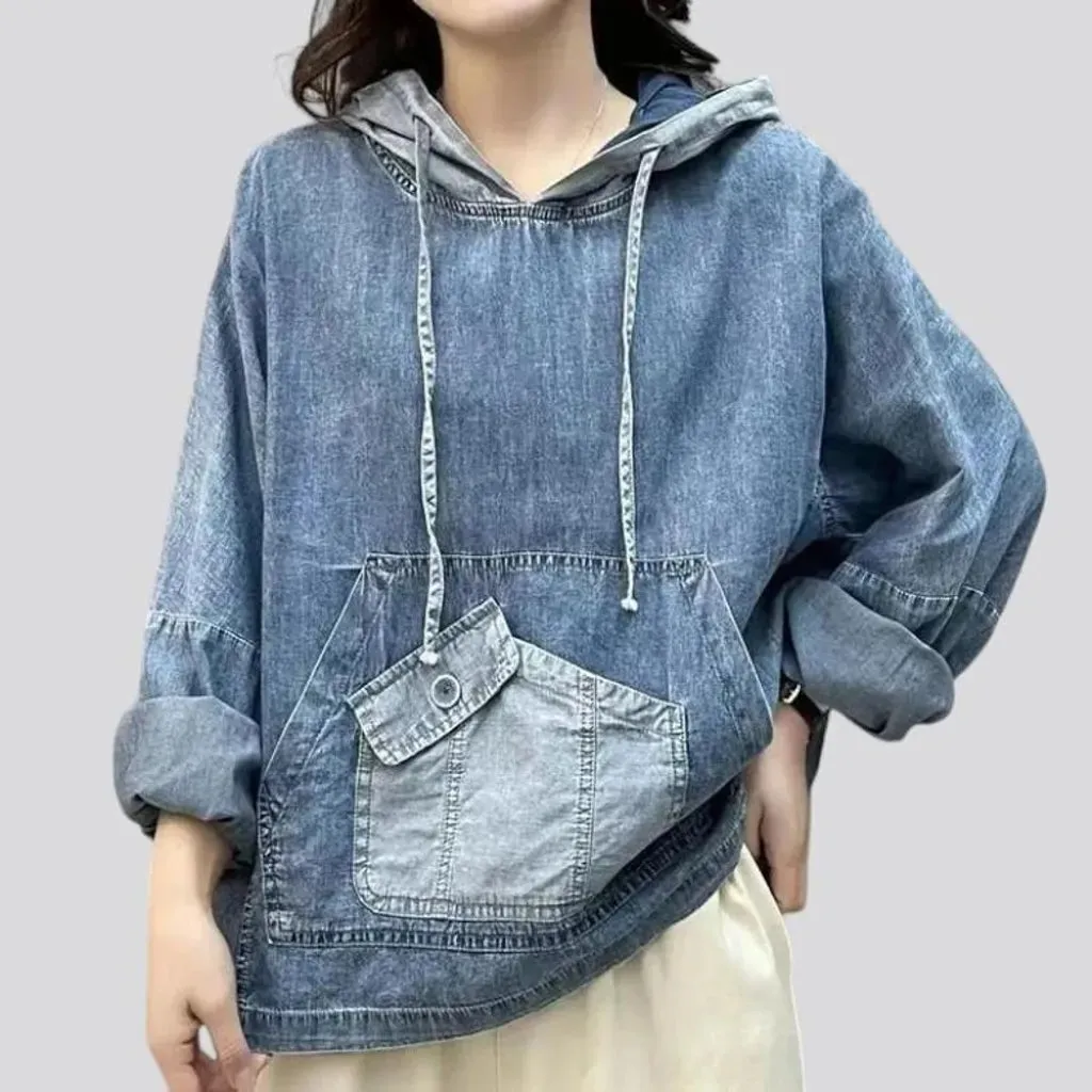 Vintage hooded women's denim jacket