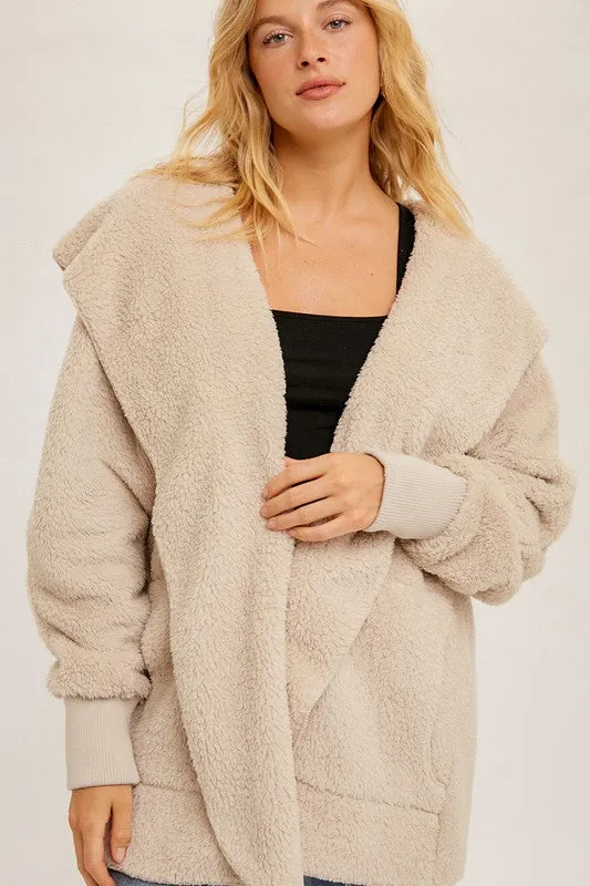 Warm Milk Faux fur So Soft plush hooded jacket with pockets