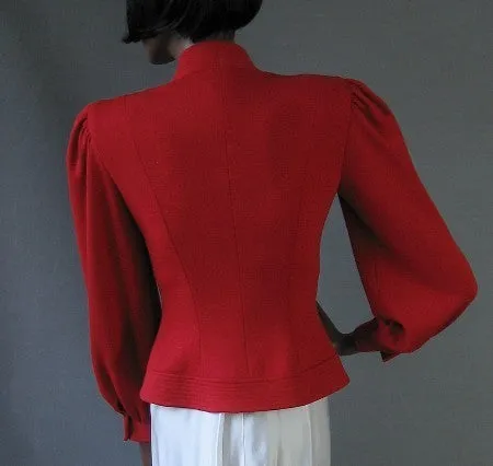 Women's 70s 80s Nipon Skirt Suit Outfit Vintage Red Nip Waist Jacket Small VFG