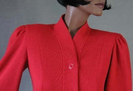 Women's 70s 80s Nipon Skirt Suit Outfit Vintage Red Nip Waist Jacket Small VFG